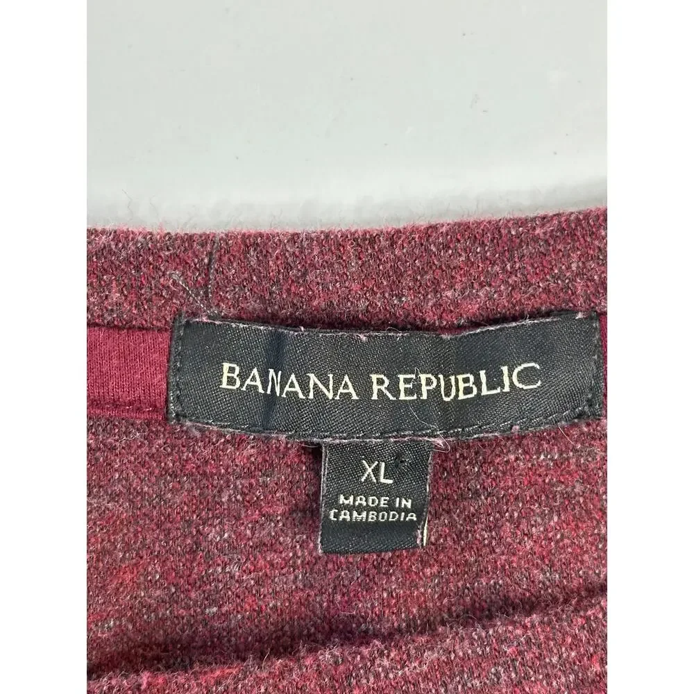 Banana Republic Maroon Red Crew Neck Pullover Sweater Long Sleeve Winter XL
